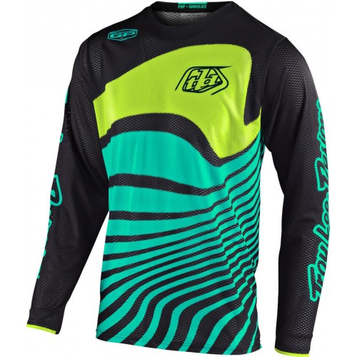 CAMISOLA TROY LEE DESIGNS 2021 GP AIR DRIFT - PRETO / VERDE TURQUES